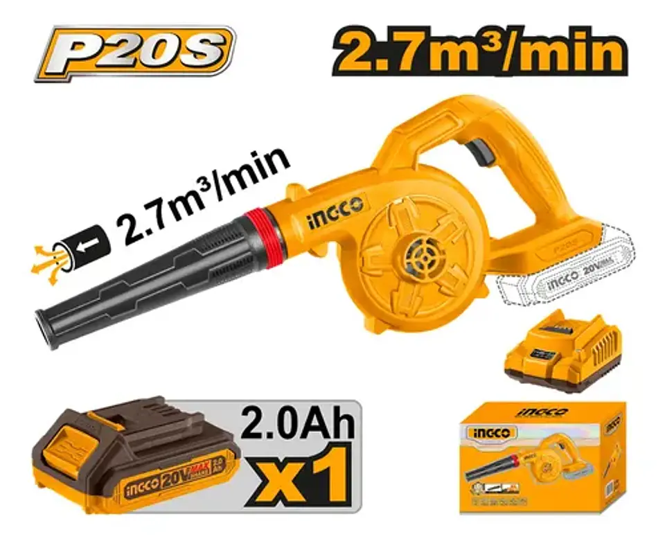 Soplador Inalámbrico 20v 2.7 M3/min Ingco Cabli200281 7