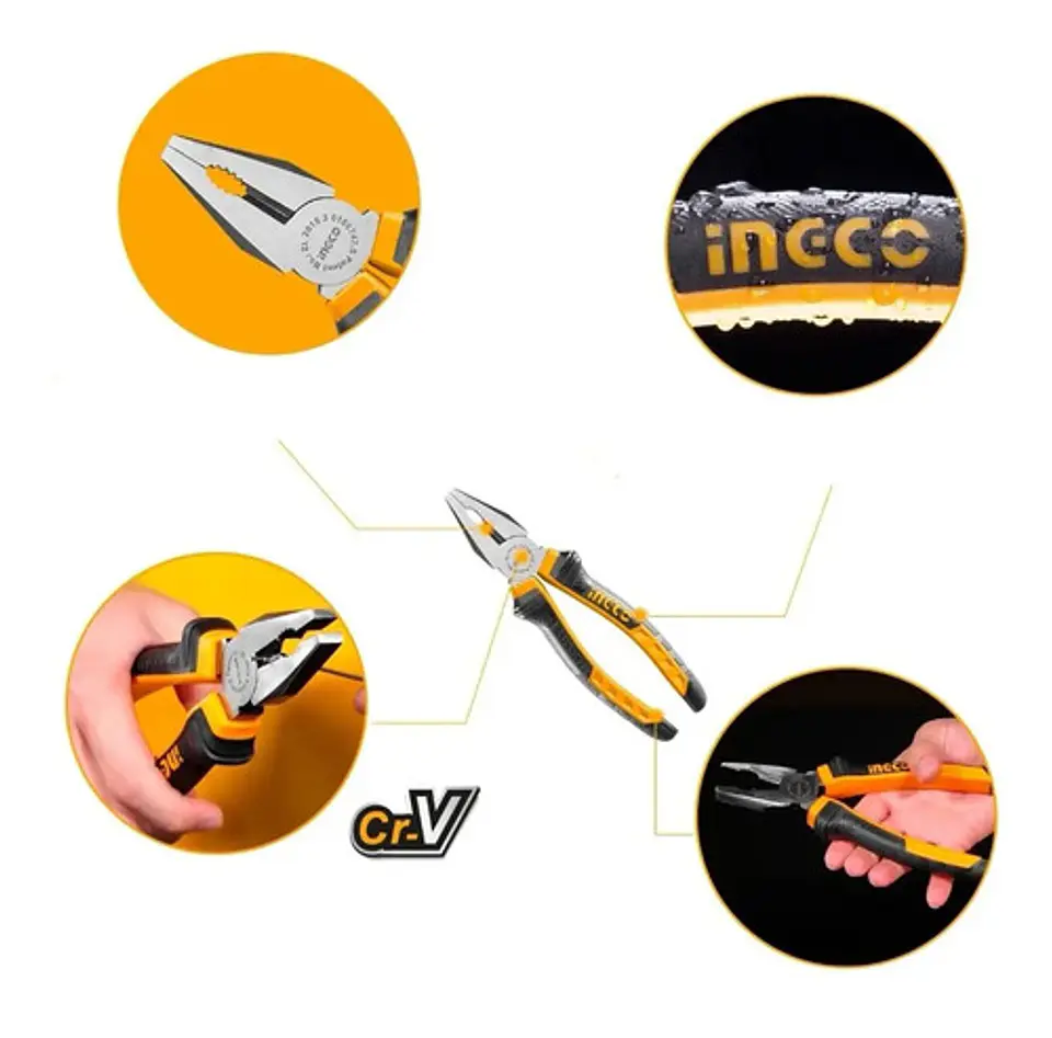Set Juego De 4 Alicates Ingco + Caja Apilable  6