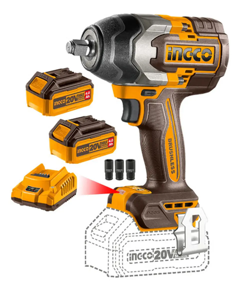 Llave Pistola Impacto Ingco Bl 1/2 20v 850nm 2bat Ciwli2085 2