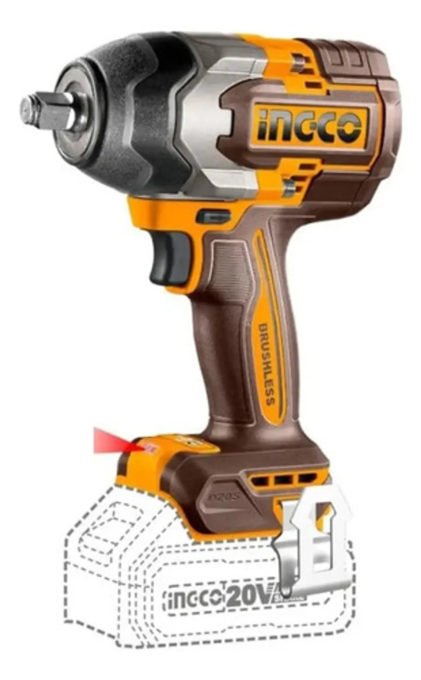 Llave Pistola Impacto Ingco Bl 1/2 20v 850nm 2bat Ciwli2085 5