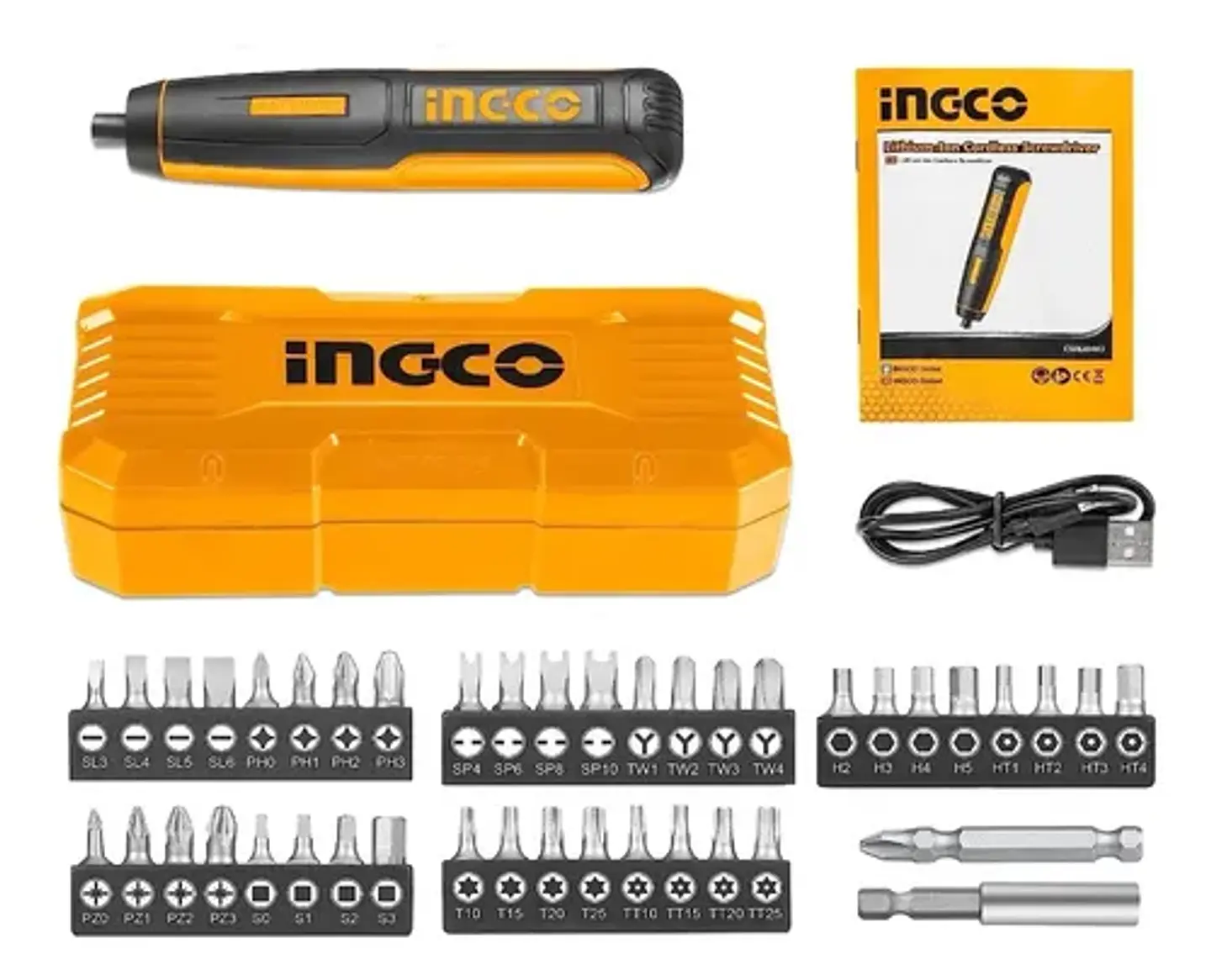 Atornillador De Precisión Ingco 4v + 42 Piezas + Caja Transp 1