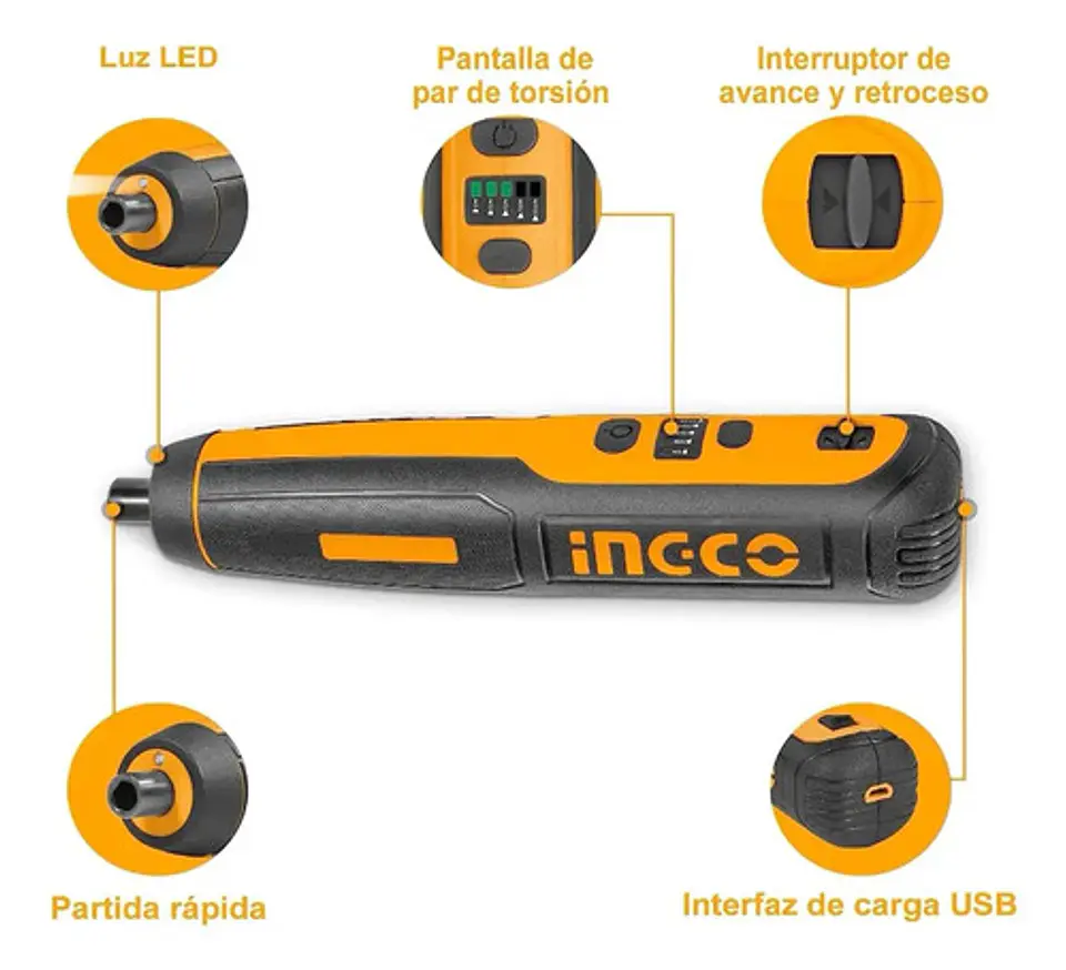 Atornillador De Precisión Ingco 4v + 42 Piezas + Caja Transp 3