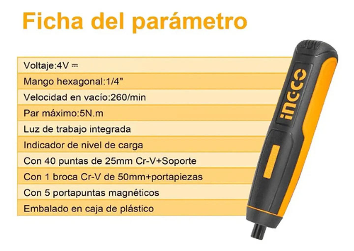 Atornillador De Precisión Ingco 4v + 42 Piezas + Caja Transp 7