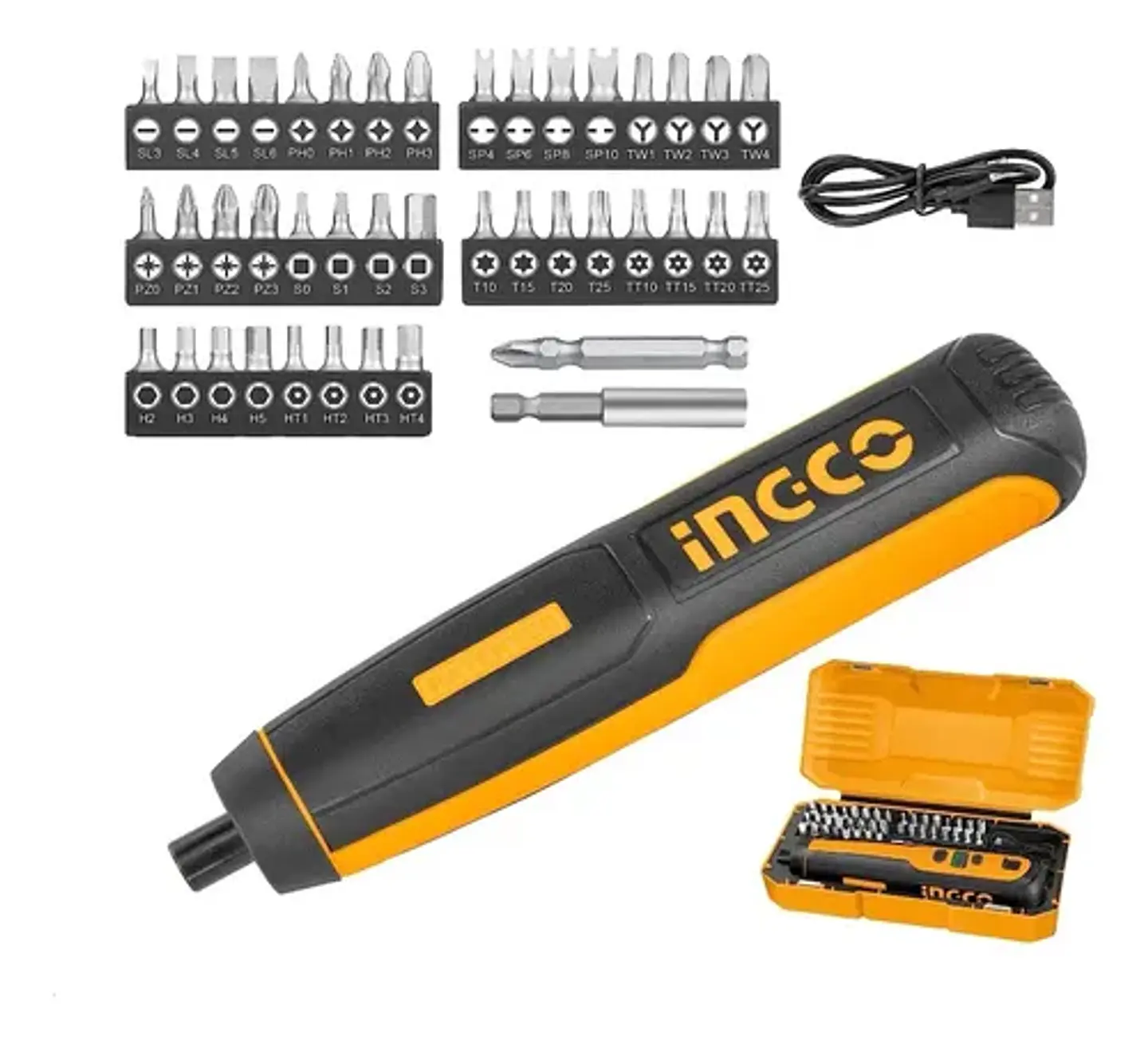 Atornillador De Precisión Ingco 4v + 42 Piezas + Caja Transp 8