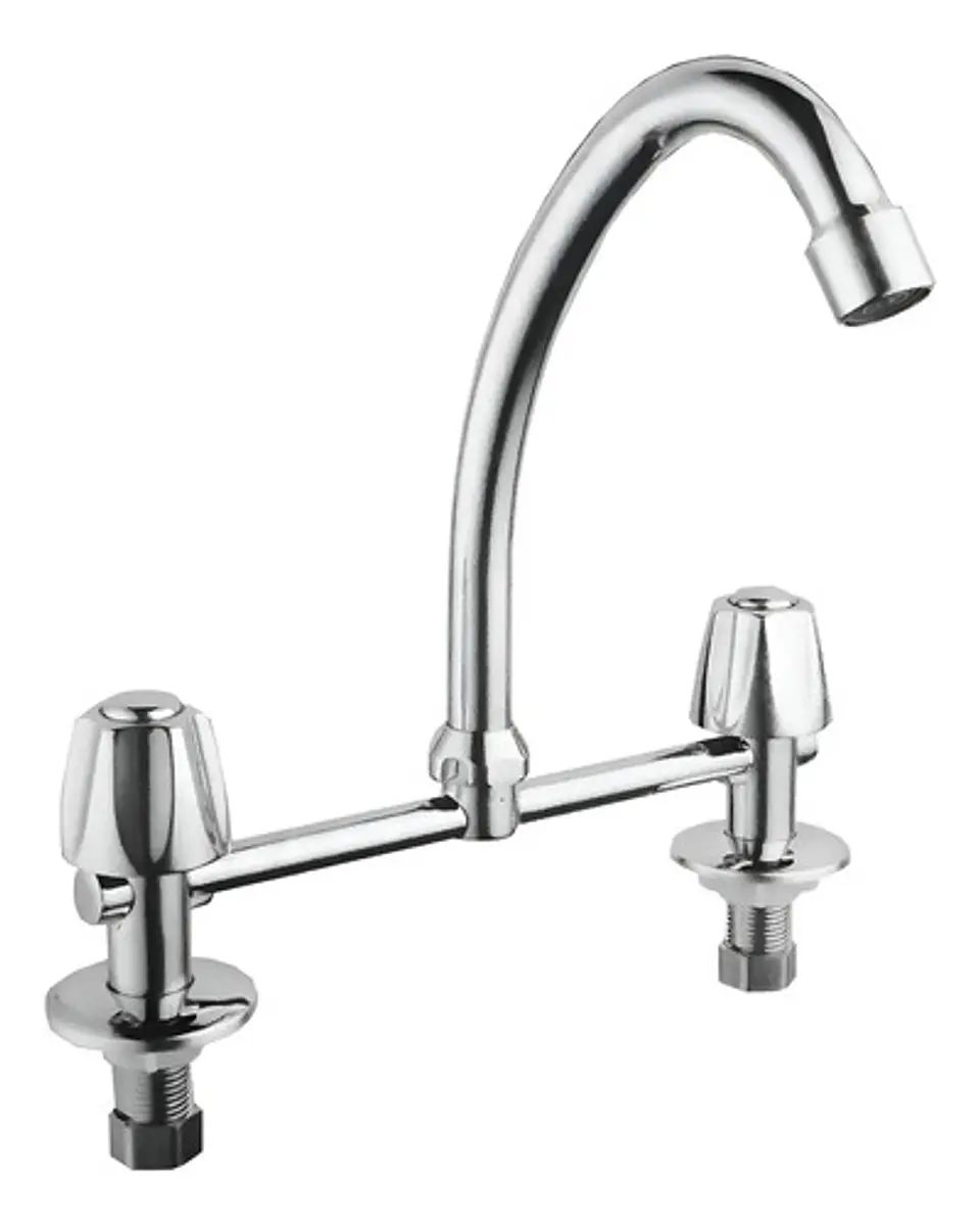 Llave Combinación Lavaplatos Antonella Alta Taumm Plateado 1