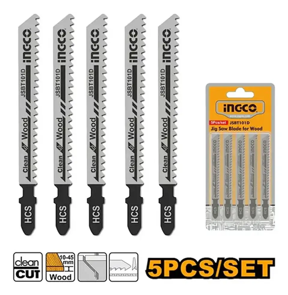 Set Jgo De Hojas Para Sierra Caladora P/ Madera 5 Pcs Ingco 2