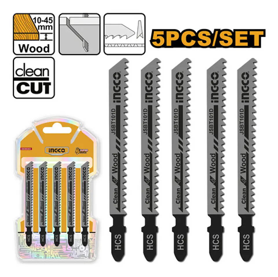 Set Jgo De Hojas Para Sierra Caladora P/ Madera 5 Pcs Ingco 3