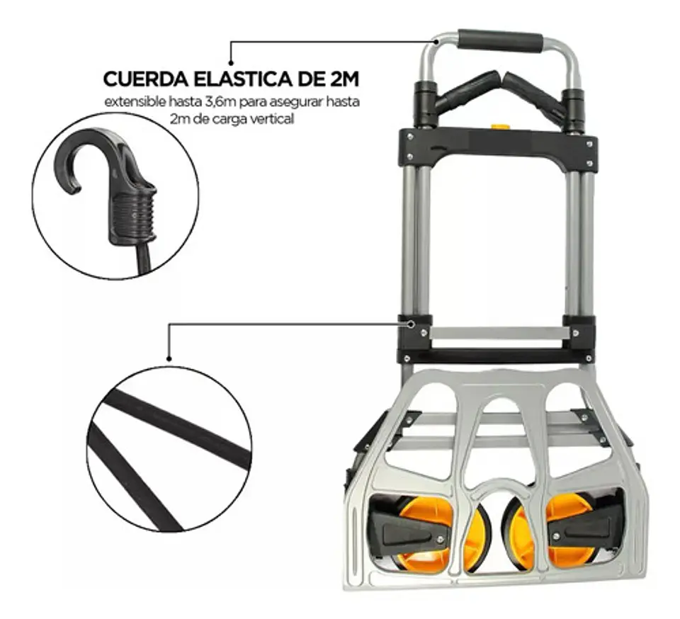 Carro Plegable Tipo Yegua Con Asa Acero 150 Kg 52x50x115 Cm 2