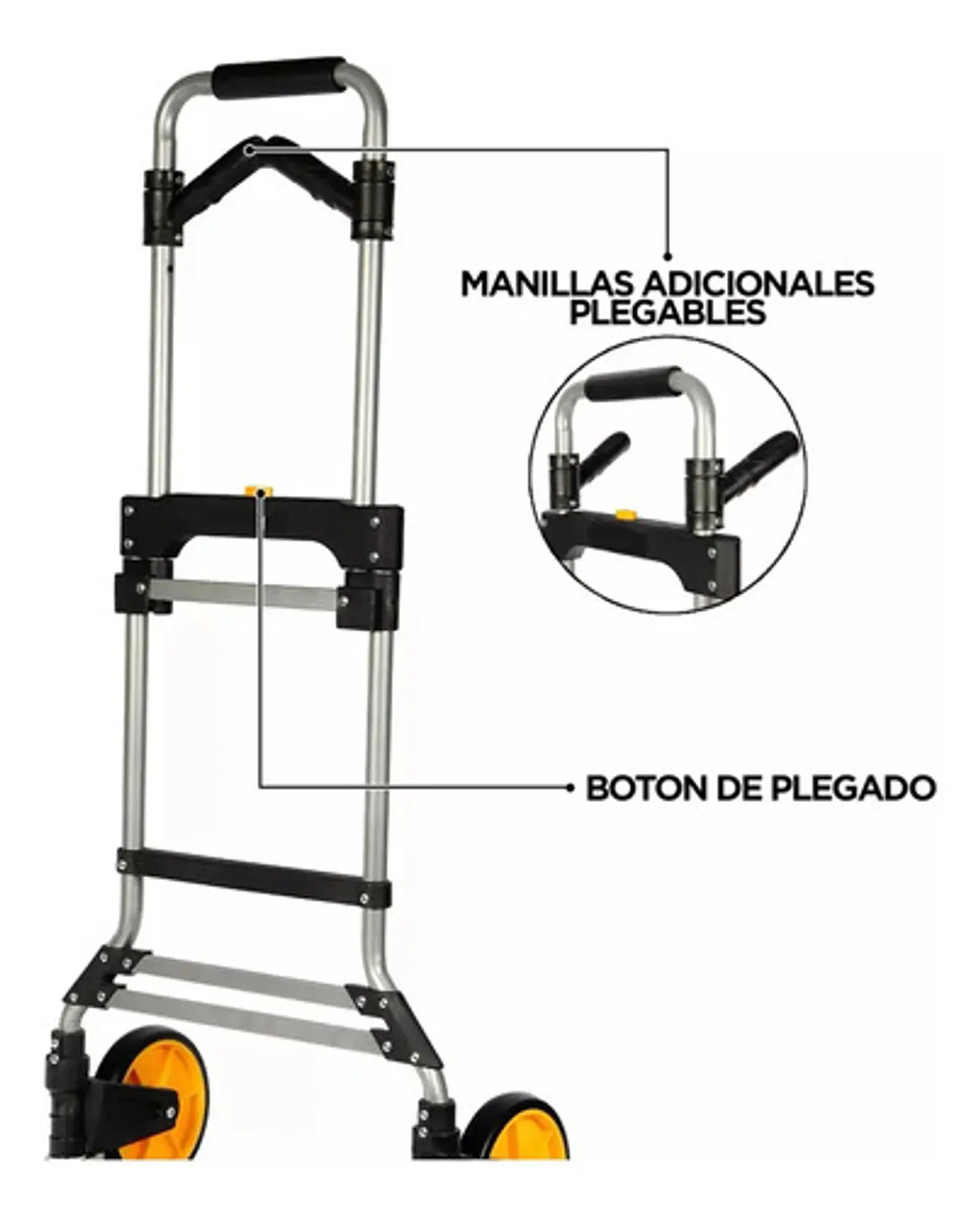Carro Plegable Tipo Yegua Con Asa Acero 150 Kg 52x50x115 Cm 3