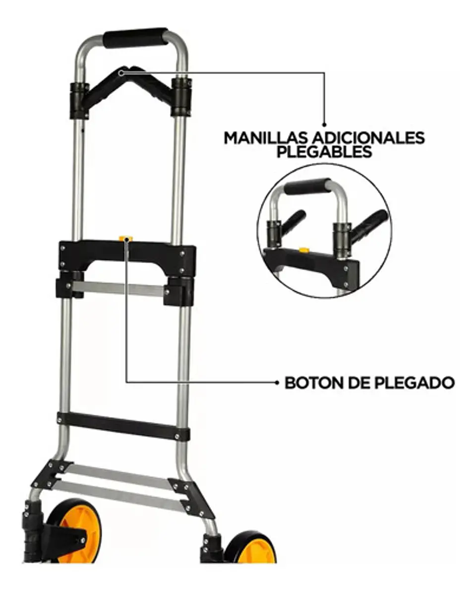 Carro Plegable Tipo Yegua Con Asa Acero 150 Kg 52x50x115 Cm 3