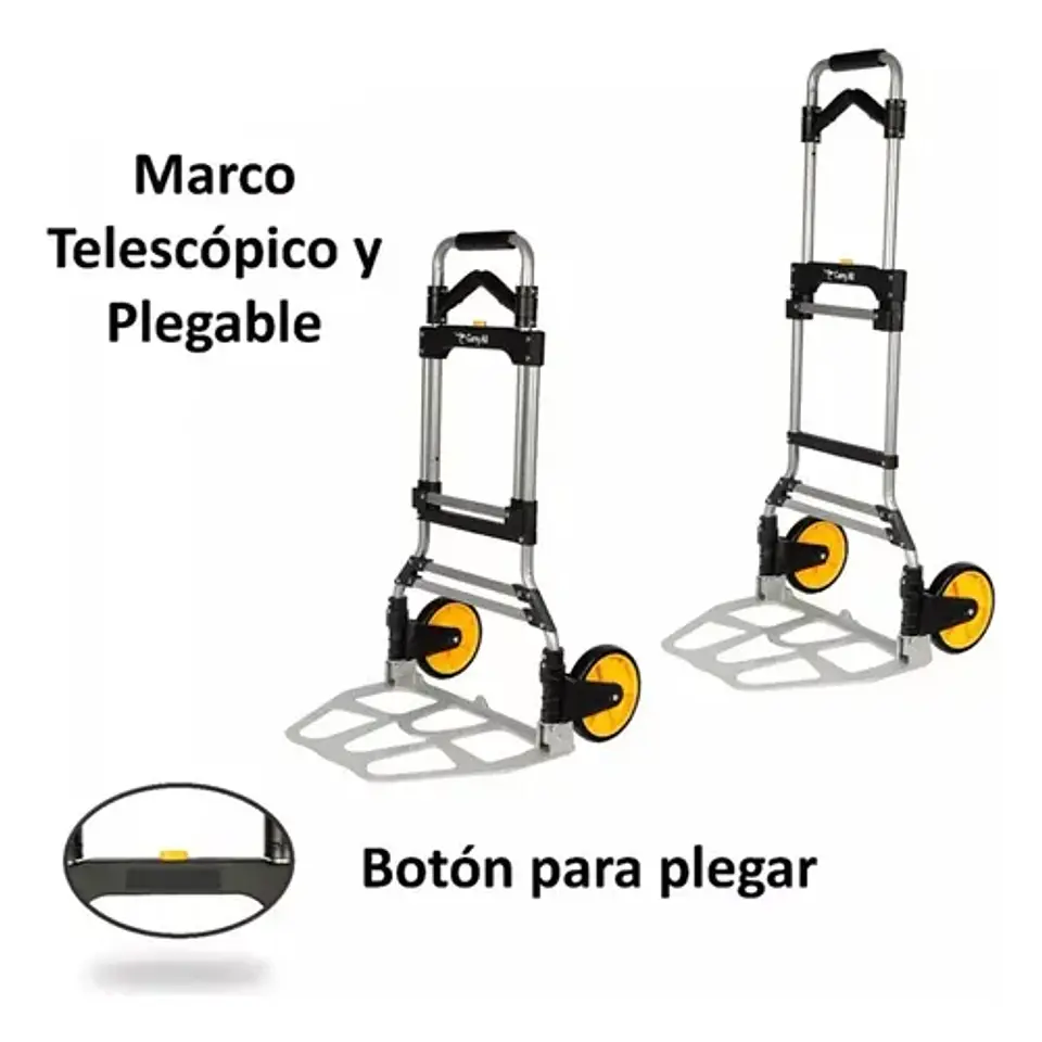 Carro Plegable Tipo Yegua Con Asa Acero 150 Kg 52x50x115 Cm 7
