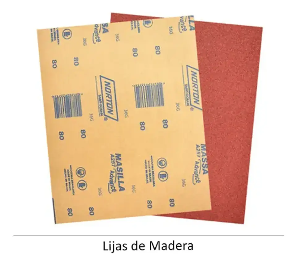 Set 10 Lijas En Seco Madera Masilla Norton 225x275 Mm A-257 1