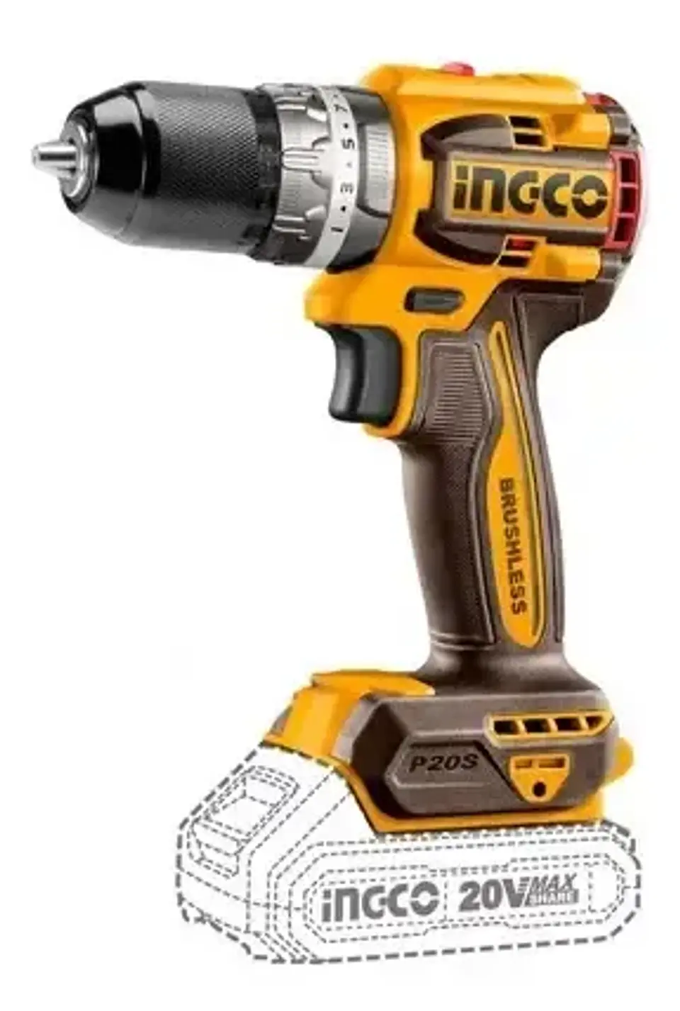 Taladro Atornillador Ingco Brushless +bat+ Carg Cidli20602-7 3