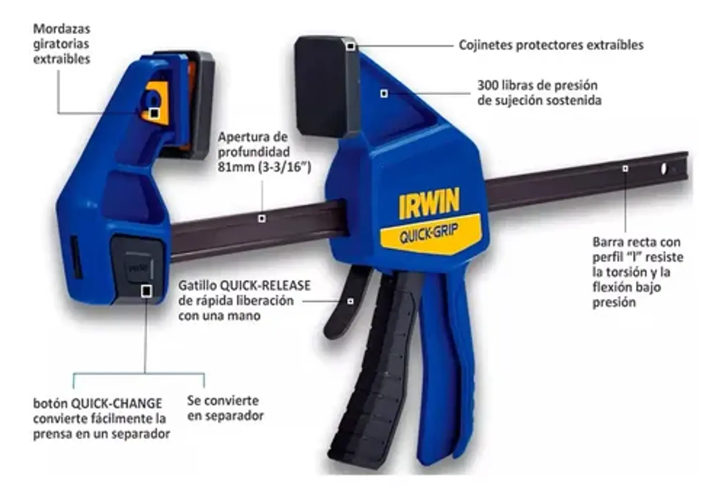 Prensa De Liberación Rápida Sl300 45cm Irwin 1964719 4