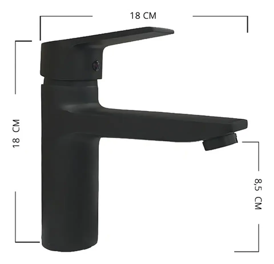 Llave Monomando Lavatorio Notte Acabado Mate Negro Taumm 4