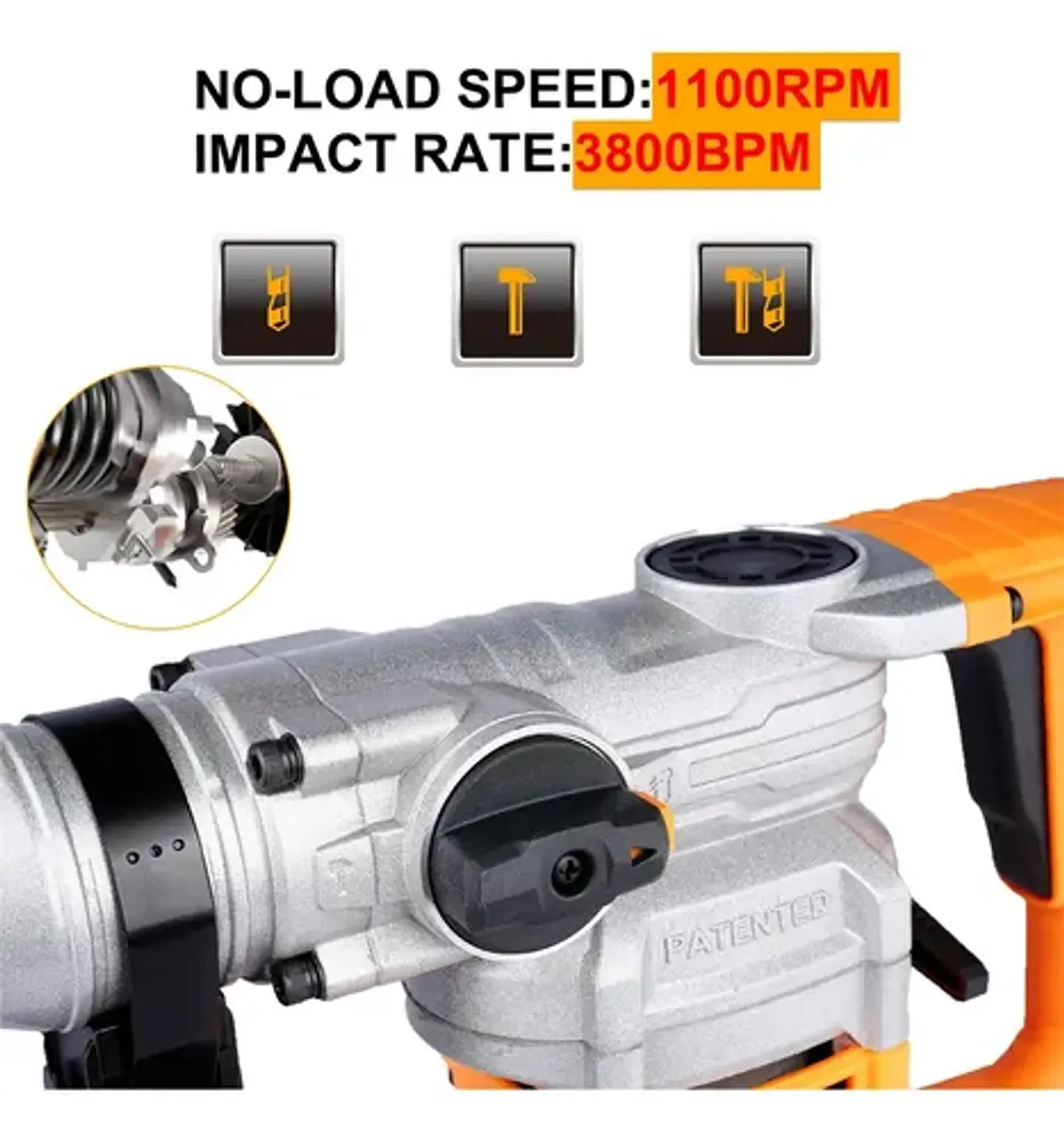Rotomartillo Eléctrico Sds Plus 1050w 4.5 J Ingco Rh10506-7 7
