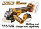 Esmeril Inalámbrico Ingco 4 1/2 20v Brushless Cagli211156 - Miniatura 8