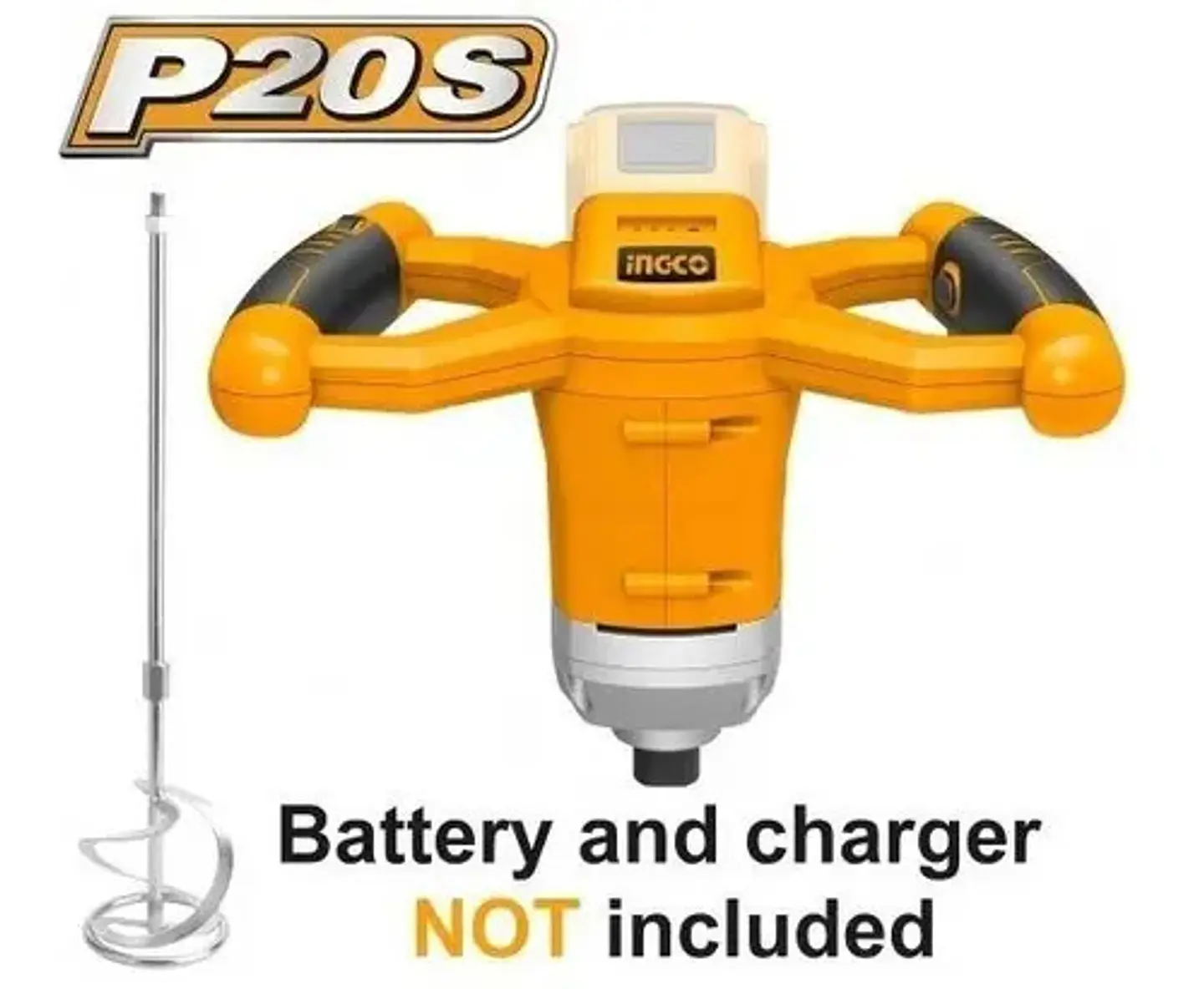 Mezclador Industrial Inalámbrico Ingco 20v + Paleta Mxli2001 2