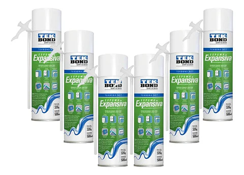 Pack 6 Espuma Expansiva Pu Tekbond 320 G / 500 Ml Uso Genera
