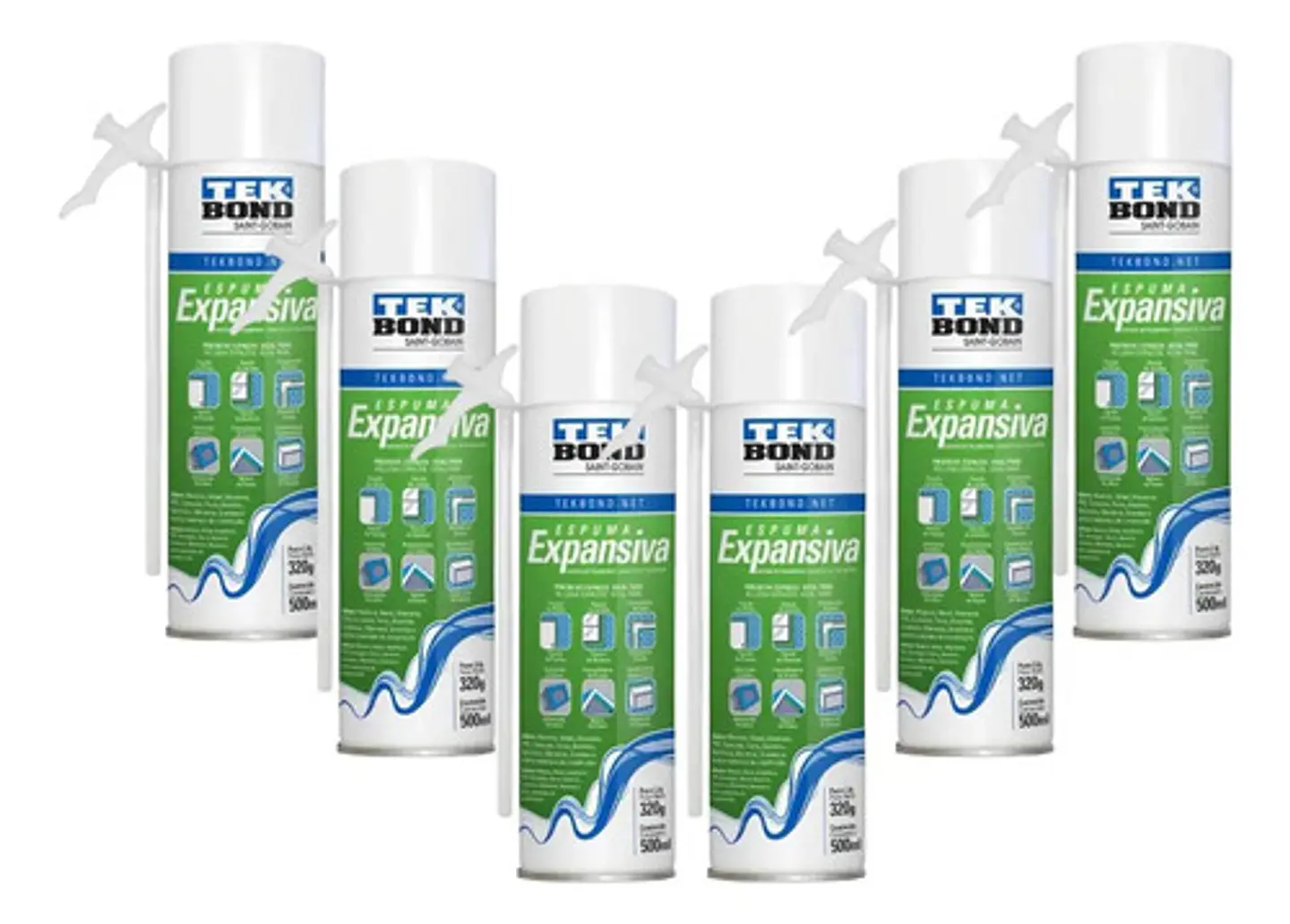 Pack 6 Espuma Expansiva Pu Tekbond 320 G / 500 Ml Uso Genera 1