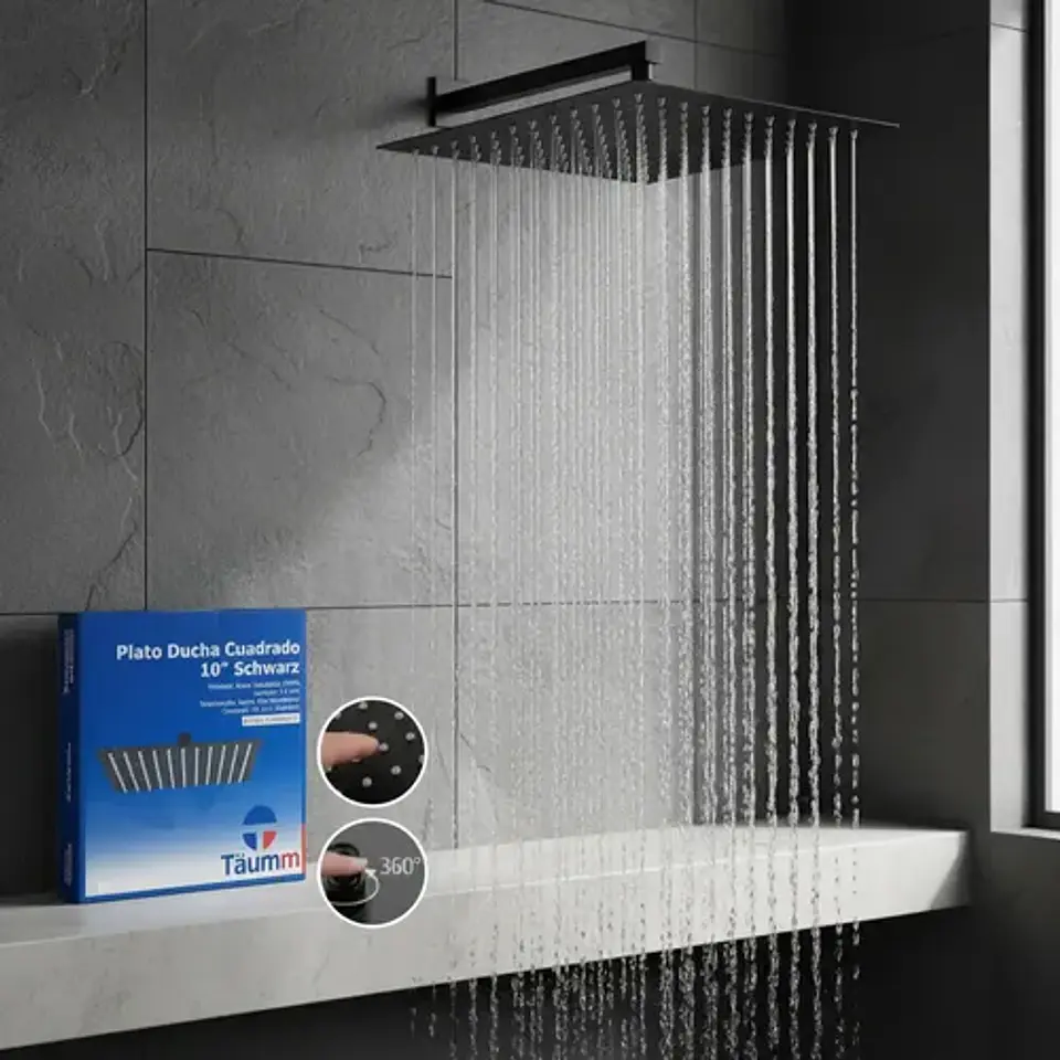 Plato Para Ducha Cuadrado 25 Cm Schwarz Taumm Negro Mate 8