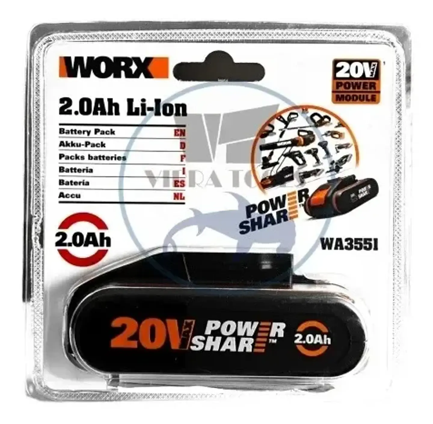 Batería Worx 2 Ah 20v Powershare 2