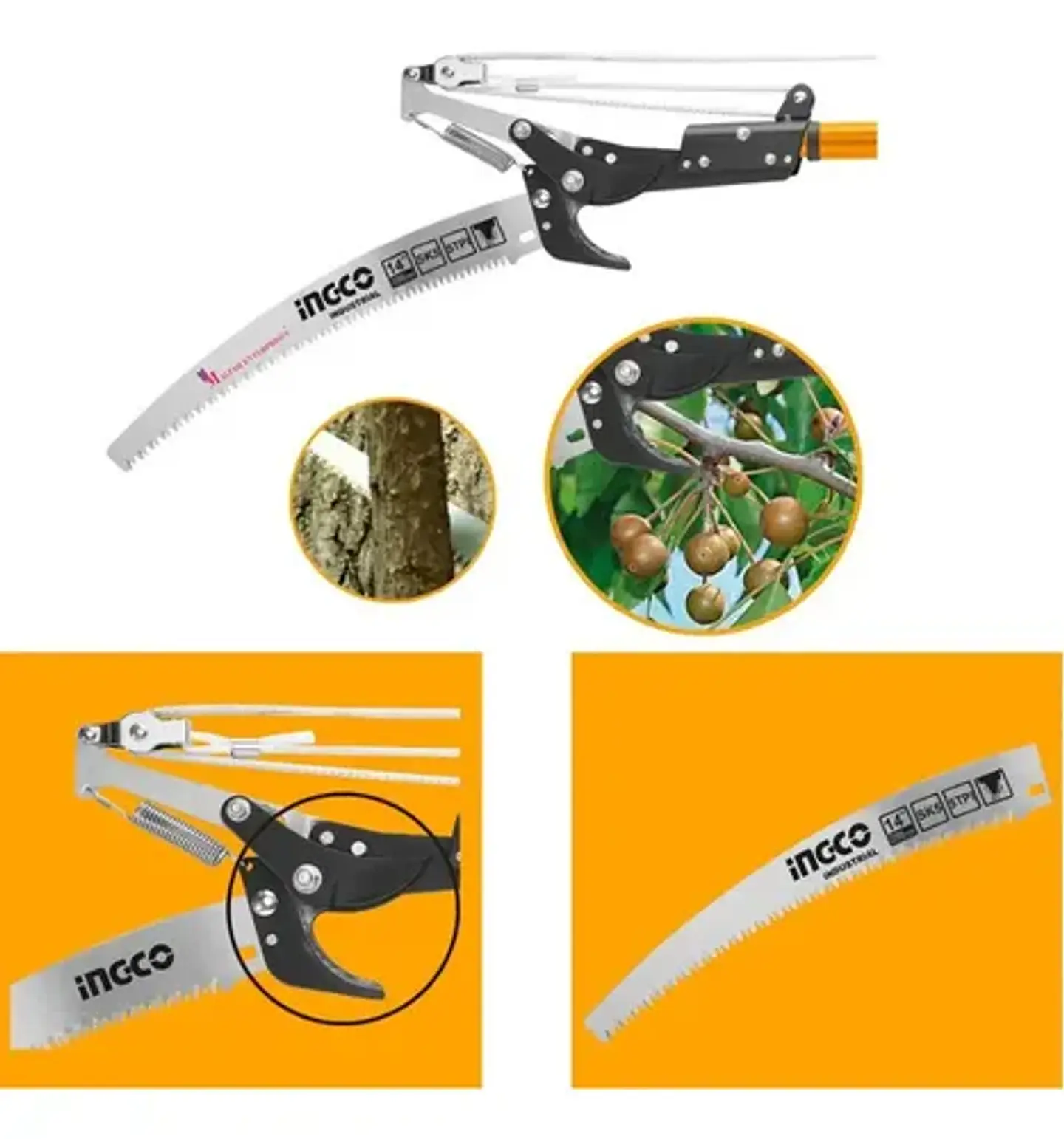 Podador Altura Tijera Serrucho Arboles Ramas Con Mango Ingco 5