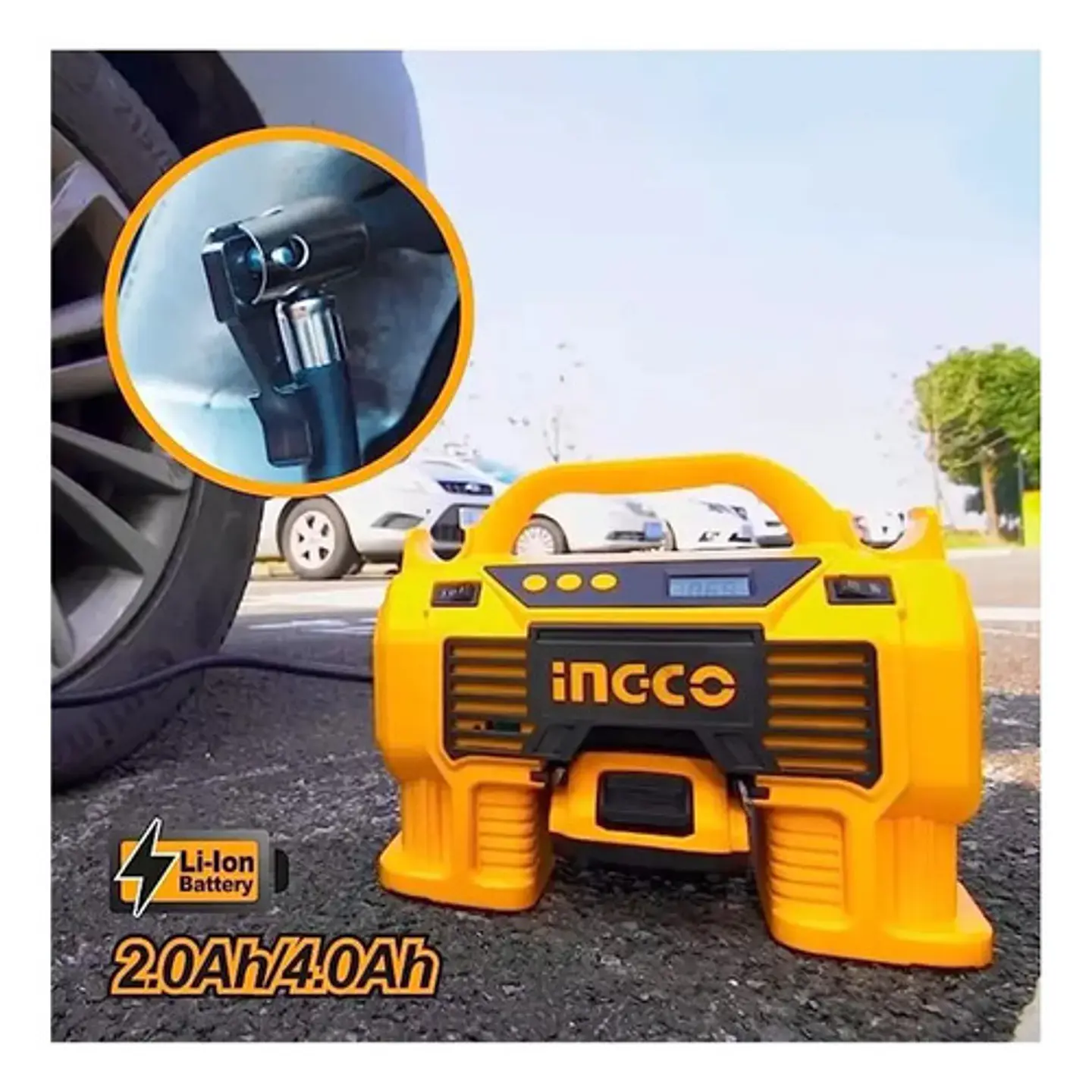Kit Compresor Inalámbrico Ingco 20v 160 Psi + Bat+ Carg+ Acc 7