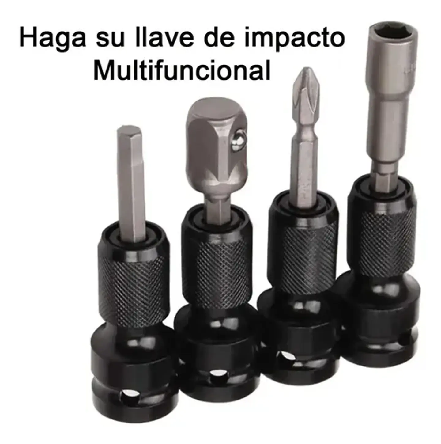 Adaptador De Impacto De 1/2 Pulgada A Punta Hexagonal 1/4 Negro 9