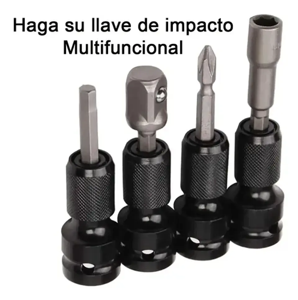 Adaptador De Impacto De 1/2 Pulgada A Punta Hexagonal 1/4 Negro 9