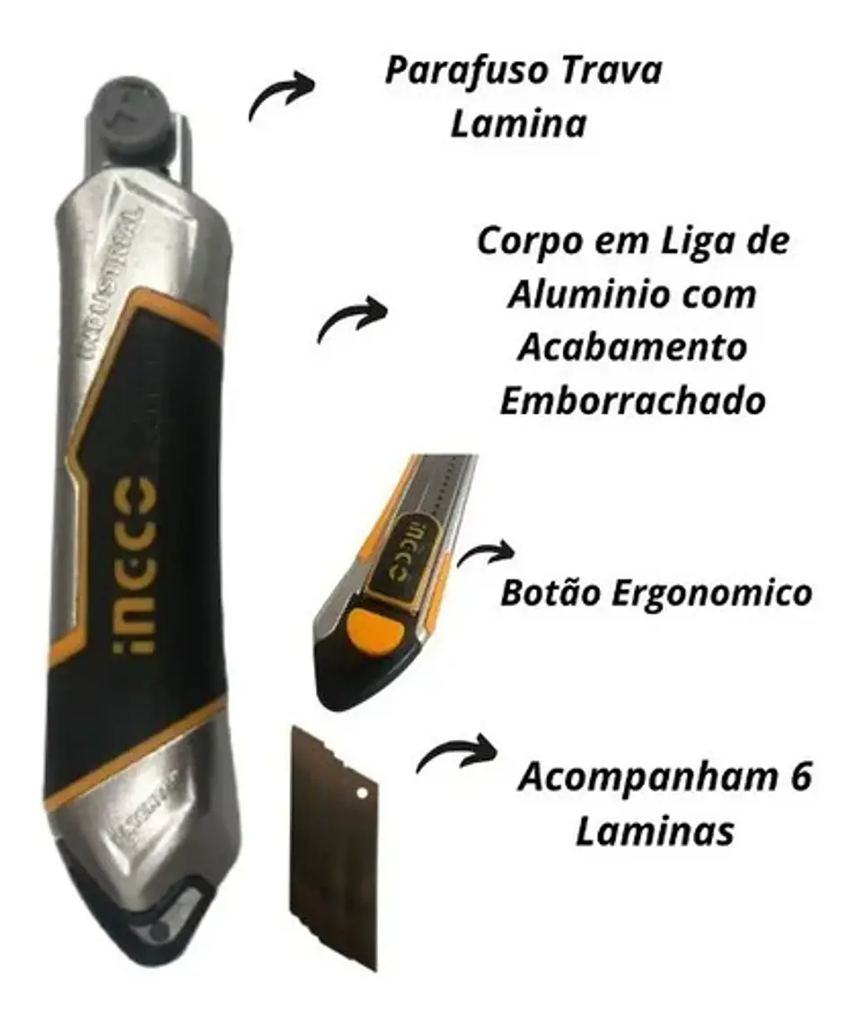 Corta Carton Cuchillo Cartonero 18mm X 100mm Ingco Hkns1808 8