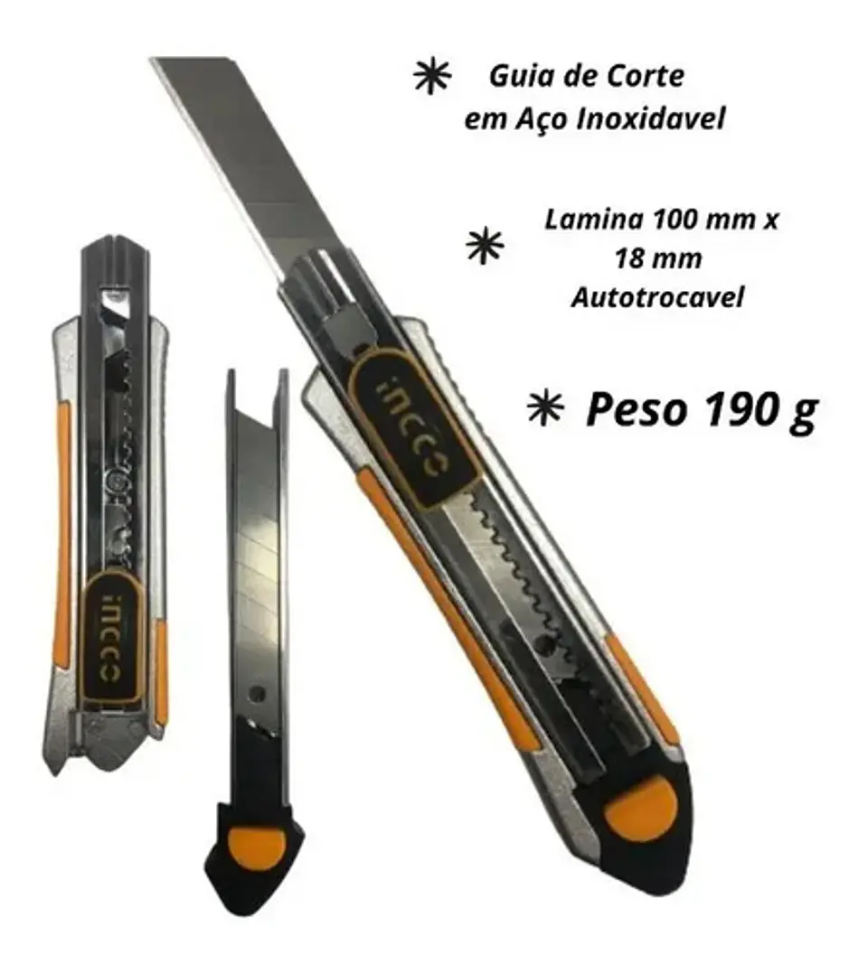Corta Carton Cuchillo Cartonero 18mm X 100mm Ingco Hkns1808 10