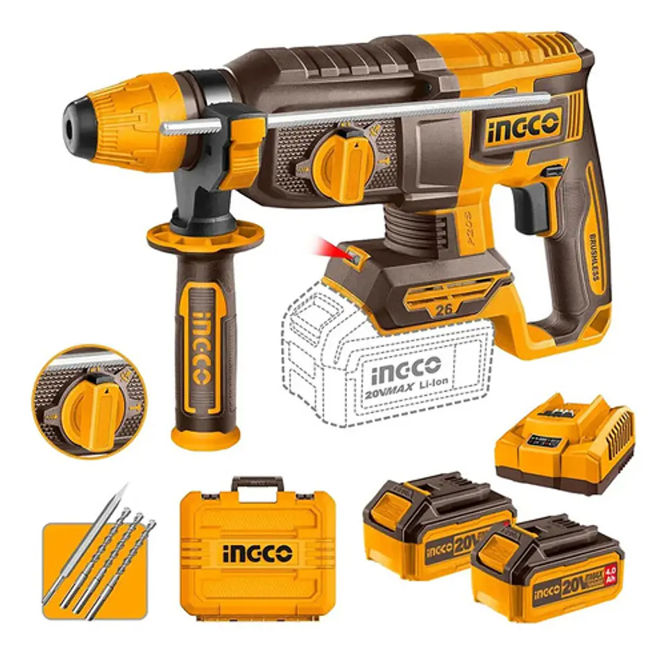 Rotomartillo Inalambrico Bl 20v 2.5j Ingco Crhli202682 Bater 1
