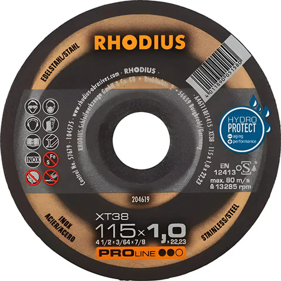 Disco Corte Acero Metal Xt38 4 1/2 115mm Rhodius Proline Ii 1