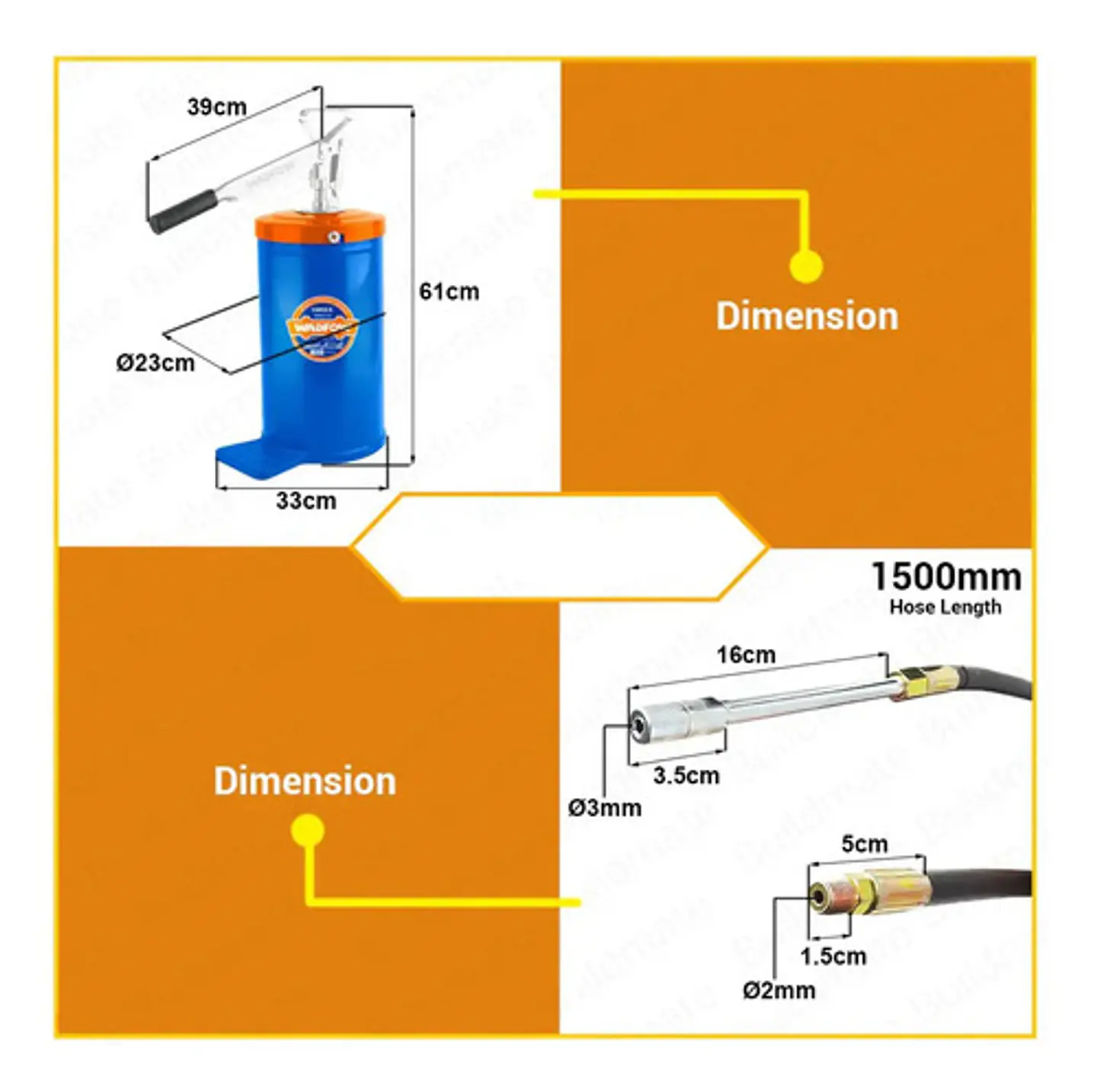 Lubricador De Grasa Manual 16 Kg Wadfow Engrasadora Manivela 6