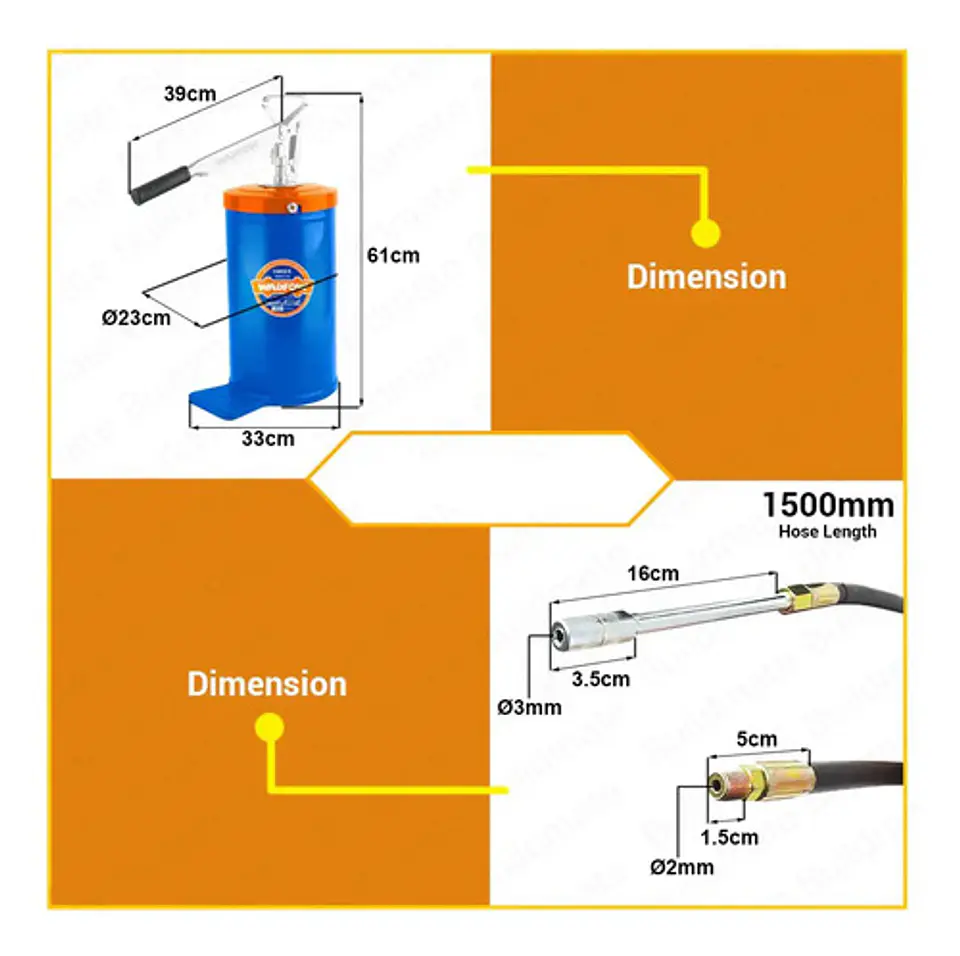 Lubricador De Grasa Manual 16 Kg Wadfow Engrasadora Manivela 6
