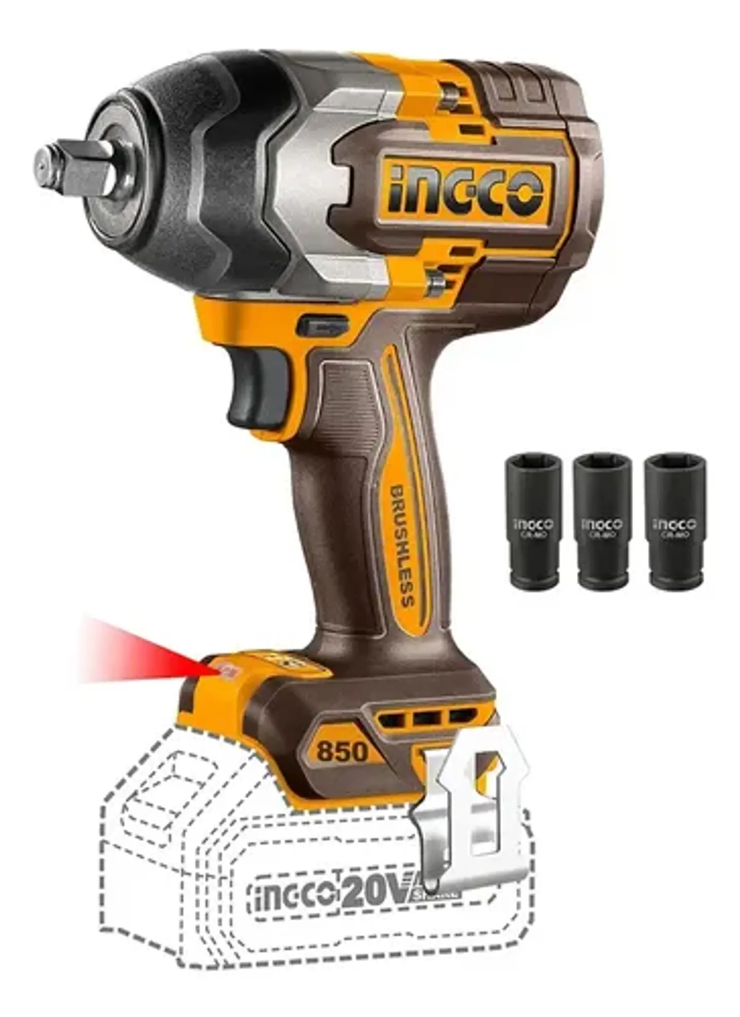 Pistola Llave Impacto Inal Bl 1/2 20v 850 Ingco Ciwli20851 1