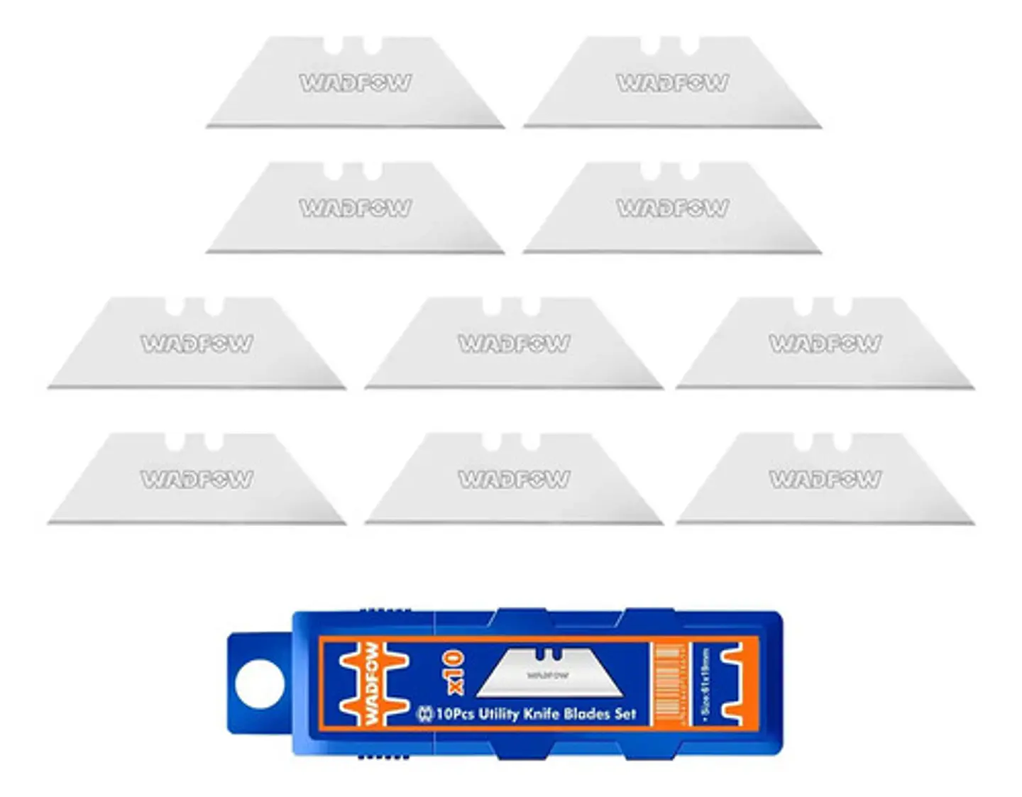 Set Pack 10 Und Repuesto Cuchillo Cartonero Wadfow 61x19 Mm 2