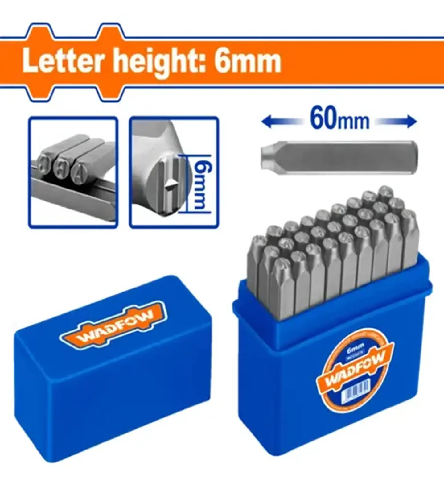 Set De 27 Punzones Letras A-z Y Simbolos 6 Mm 60 Mm Wadfow 6