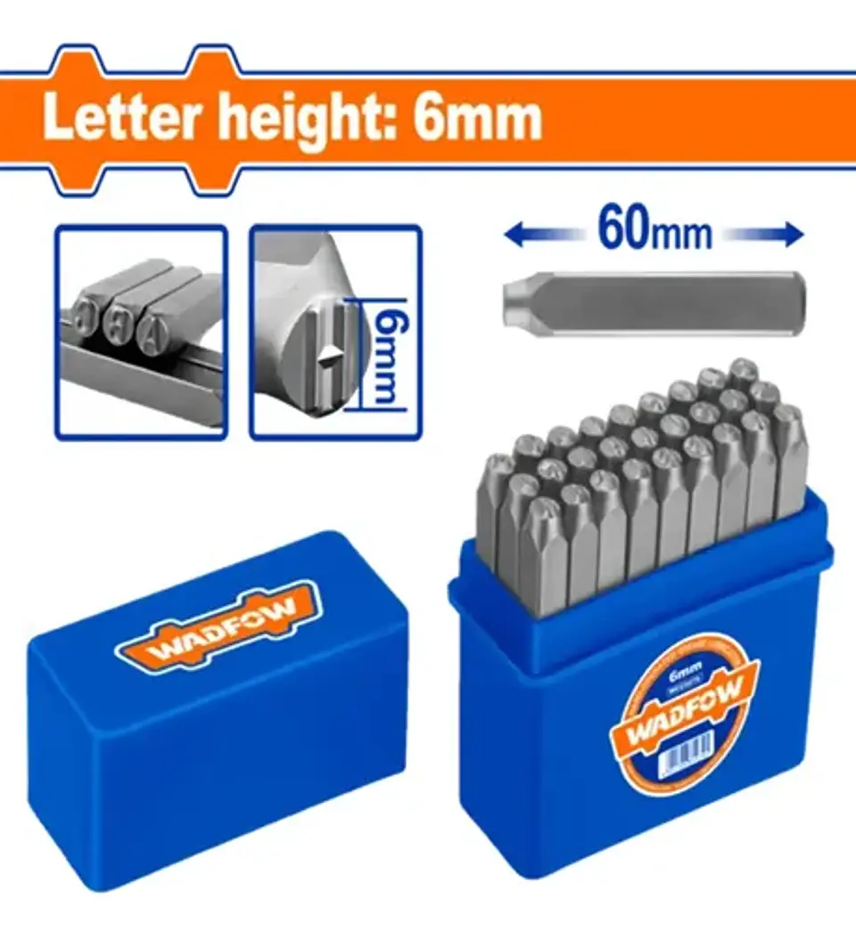Set De 27 Punzones Letras A-z Y Simbolos 6 Mm 60 Mm Wadfow 6