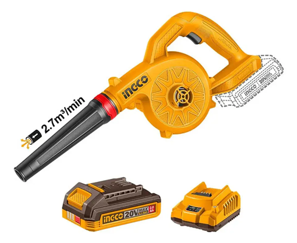 Soplador Inalambrico 20v 2.7 M3 Ingco Bat + Carg Cabli20781 2