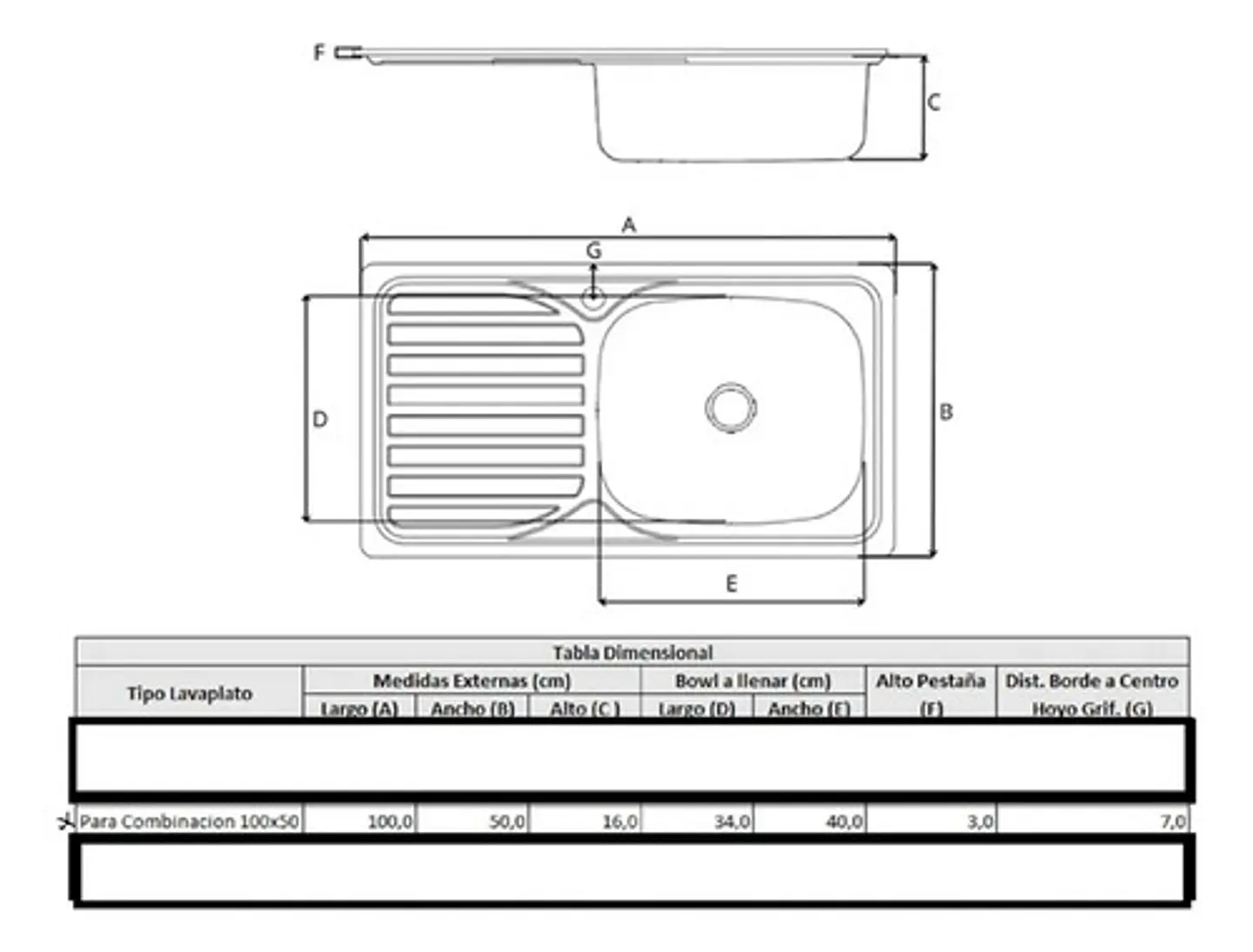 Lavaplatos Lava Vajilla Sobreponer 100x50 Taumm Izquierdo 4