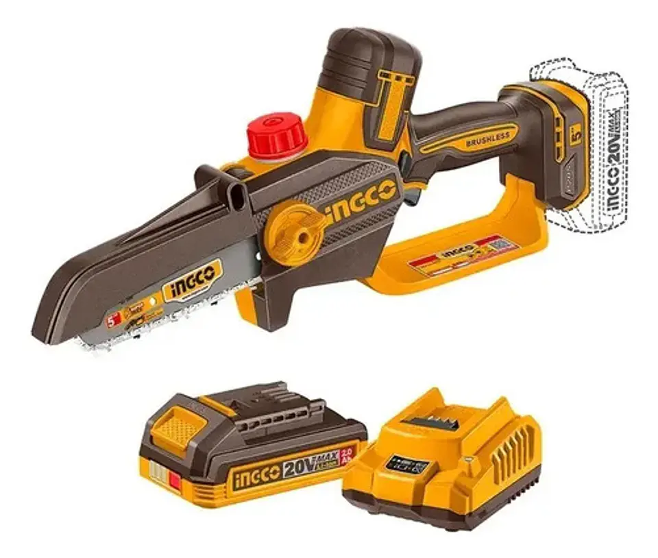 Mini Motosierra Brushless 20v 5 Pulgadas Ingco + Bat + Carg 1