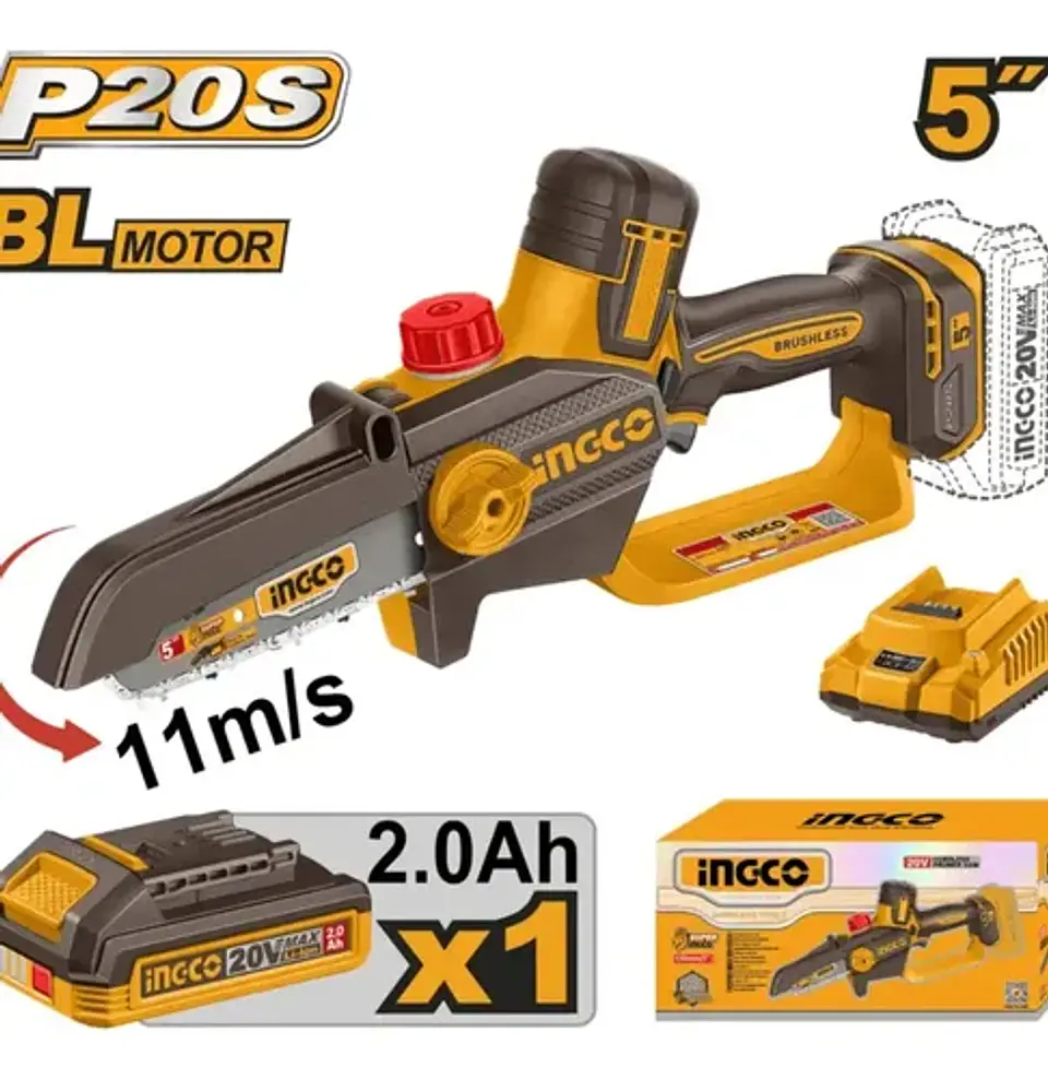 Mini Motosierra Brushless 20v 5 Pulgadas Ingco + Bat + Carg 6