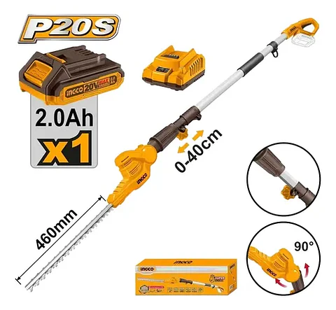 Cortaseto Podador De Altura Pertiga 20v 460mm Ingco Bat+carg