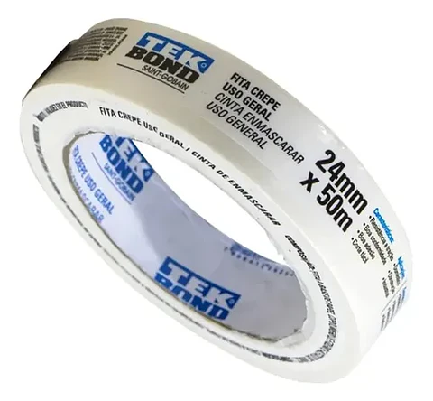 Cinta adhesiva crepe Tekbond Tek Bond 48mm X 50m color blanco diseño liso 50m x 2.4cm