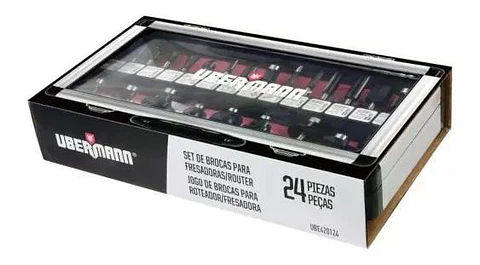 Set De 24 Fresas 1/4 (6.35) Ubermann Para Fresadora / Router
