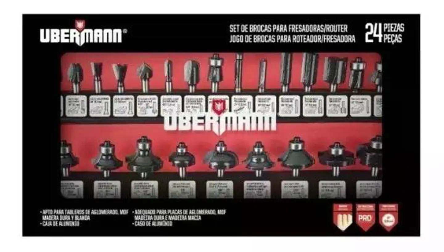 Set De 24 Fresas 1/4 (6.35) Ubermann Para Fresadora / Router 2