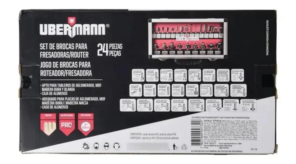 Set De 24 Fresas 1/4 (6.35) Ubermann Para Fresadora / Router 3