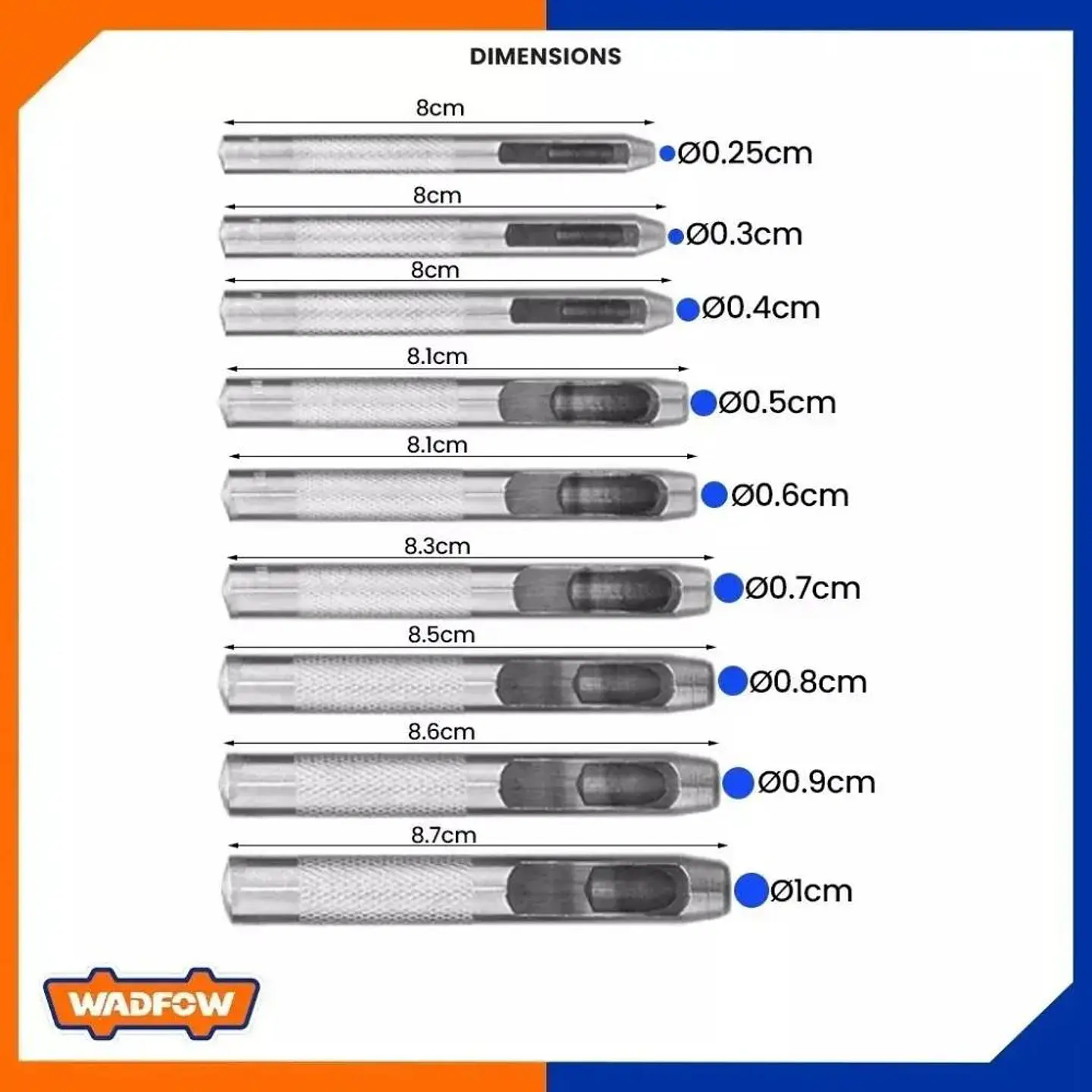 Kit Sacabocados De Impacto Set 9 Piezas 5